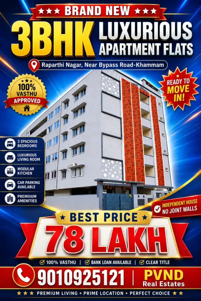 3 BHK FLATS FOR SALE IN KHAMMAM